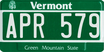 VT license plate APR579
