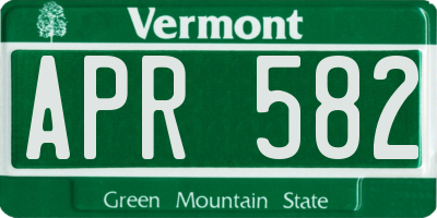 VT license plate APR582