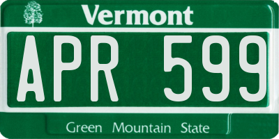 VT license plate APR599