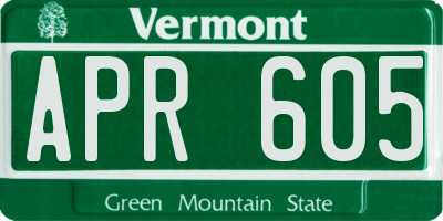 VT license plate APR605
