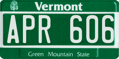VT license plate APR606