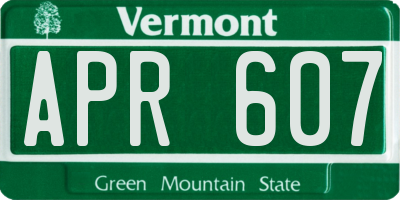 VT license plate APR607