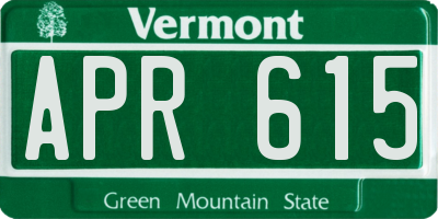 VT license plate APR615