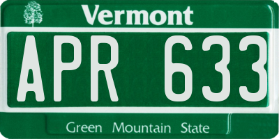 VT license plate APR633