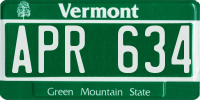 VT license plate APR634