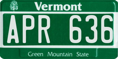VT license plate APR636