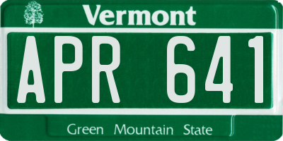 VT license plate APR641