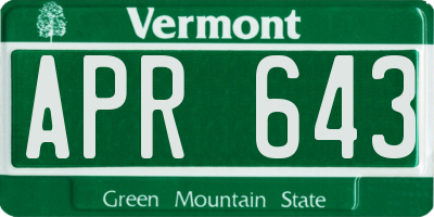 VT license plate APR643