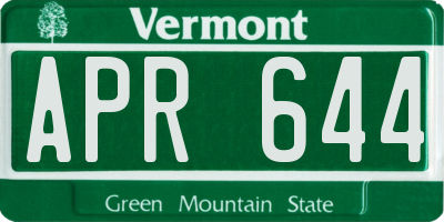 VT license plate APR644
