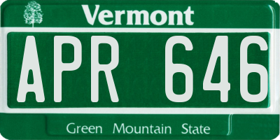VT license plate APR646