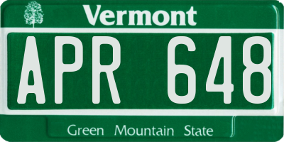 VT license plate APR648