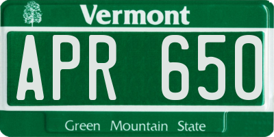 VT license plate APR650