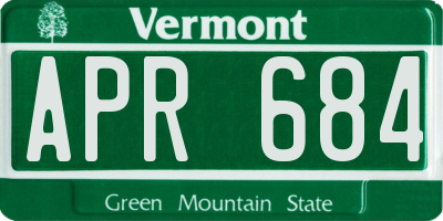 VT license plate APR684