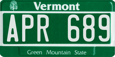 VT license plate APR689