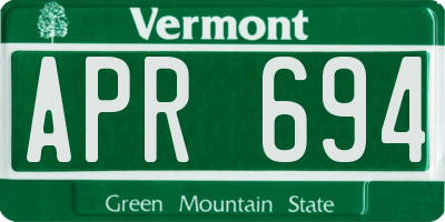 VT license plate APR694
