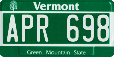 VT license plate APR698