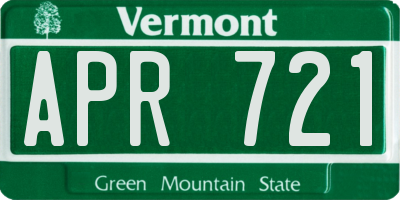 VT license plate APR721