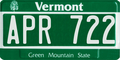 VT license plate APR722