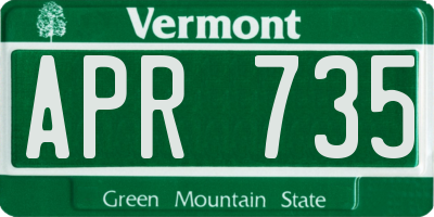 VT license plate APR735