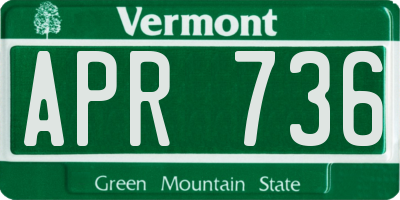 VT license plate APR736