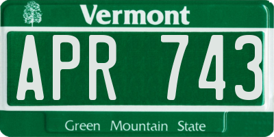 VT license plate APR743