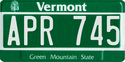 VT license plate APR745