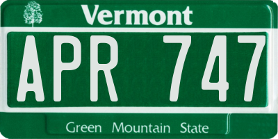 VT license plate APR747