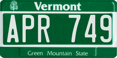 VT license plate APR749