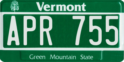 VT license plate APR755