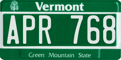 VT license plate APR768