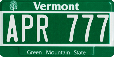 VT license plate APR777