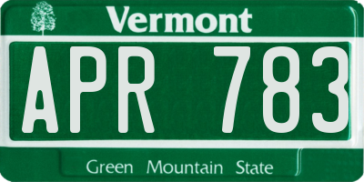 VT license plate APR783