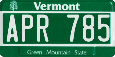 VT license plate APR785