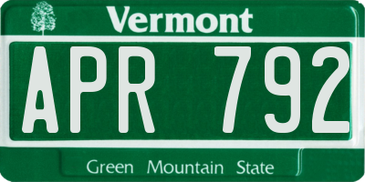 VT license plate APR792