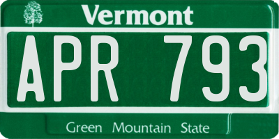 VT license plate APR793