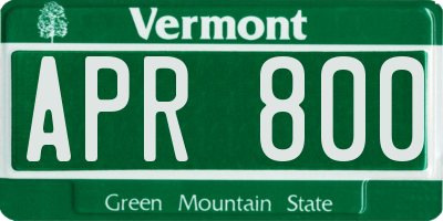 VT license plate APR800