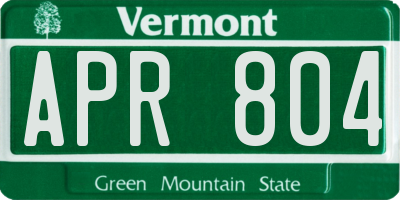 VT license plate APR804