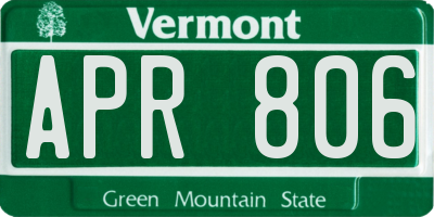VT license plate APR806