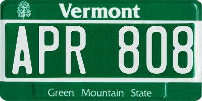 VT license plate APR808