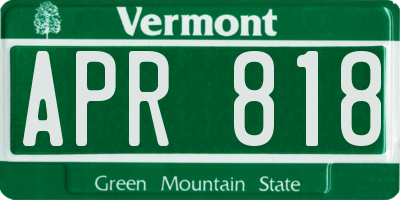VT license plate APR818