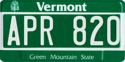 VT license plate APR820