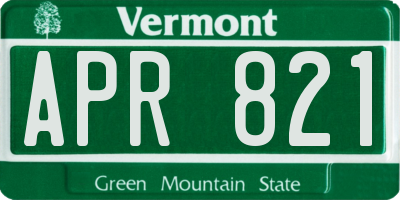 VT license plate APR821