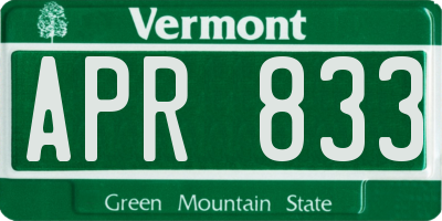 VT license plate APR833
