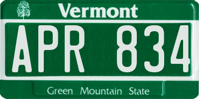VT license plate APR834