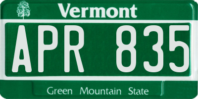 VT license plate APR835