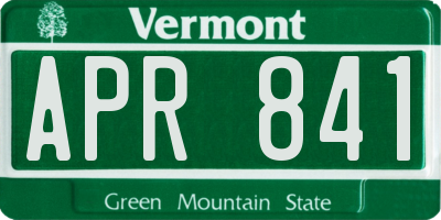 VT license plate APR841