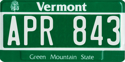 VT license plate APR843
