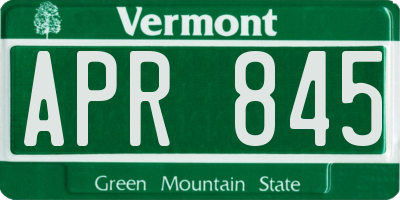 VT license plate APR845