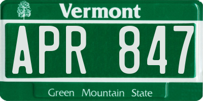 VT license plate APR847