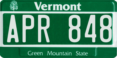 VT license plate APR848